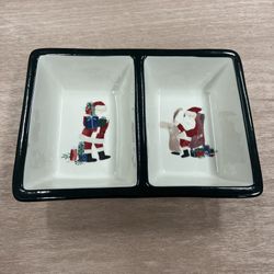 Christmas Santa Claus Ceramic Double Dish