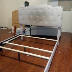 Bed Frame Full Size, Comes With Box Spring It Not In The Pictures,No Mattress. Back Board Needs Cleaning You Can See On The Pictures.