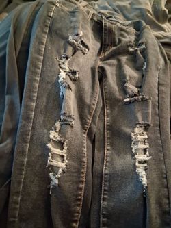 Dark Wash Distressed Ripped Jeans