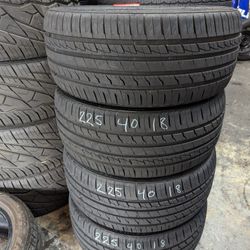 (4) SLIGHTLY USED TIRES 225/40/18 WITH EXCELLENT TREAD!