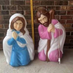 Vintage Empire Mary & Joseph Blow Mold Set Really Nice Condition  Approx 26” tall