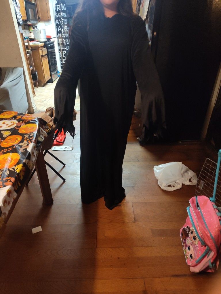 Black Gown Costume With Decorative Sleeves
