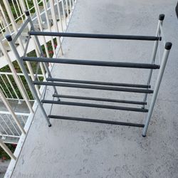 Silver and Black Metal and Rubber Shoe Rack: