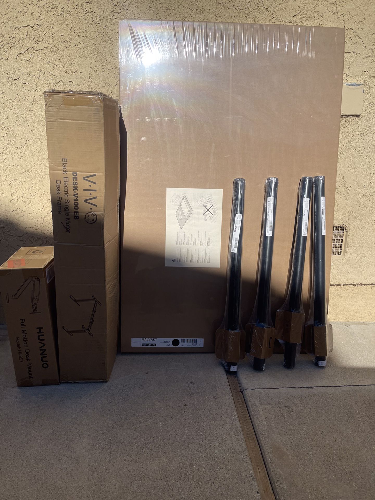 New Adjustable Standing Desk Frame, Monitor Arm, Table Top