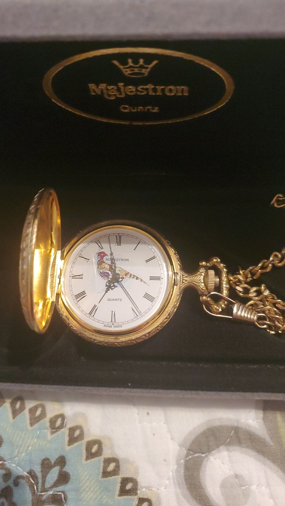 Majestron grandfather pocket watch with chain