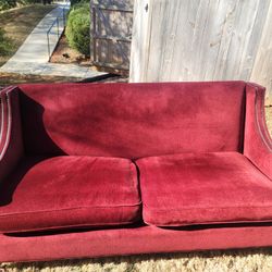 STUNNING RARE DEEP RED CANDICE OLSON SIGNATURE COUCH