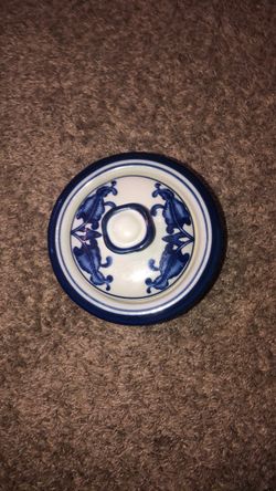 Blue and White Ceramic Lid from the Bombay Company