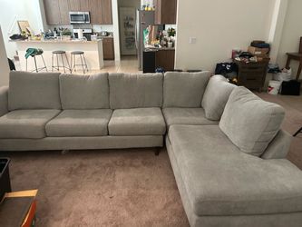 Large Gray Fabric Sectional Sofa