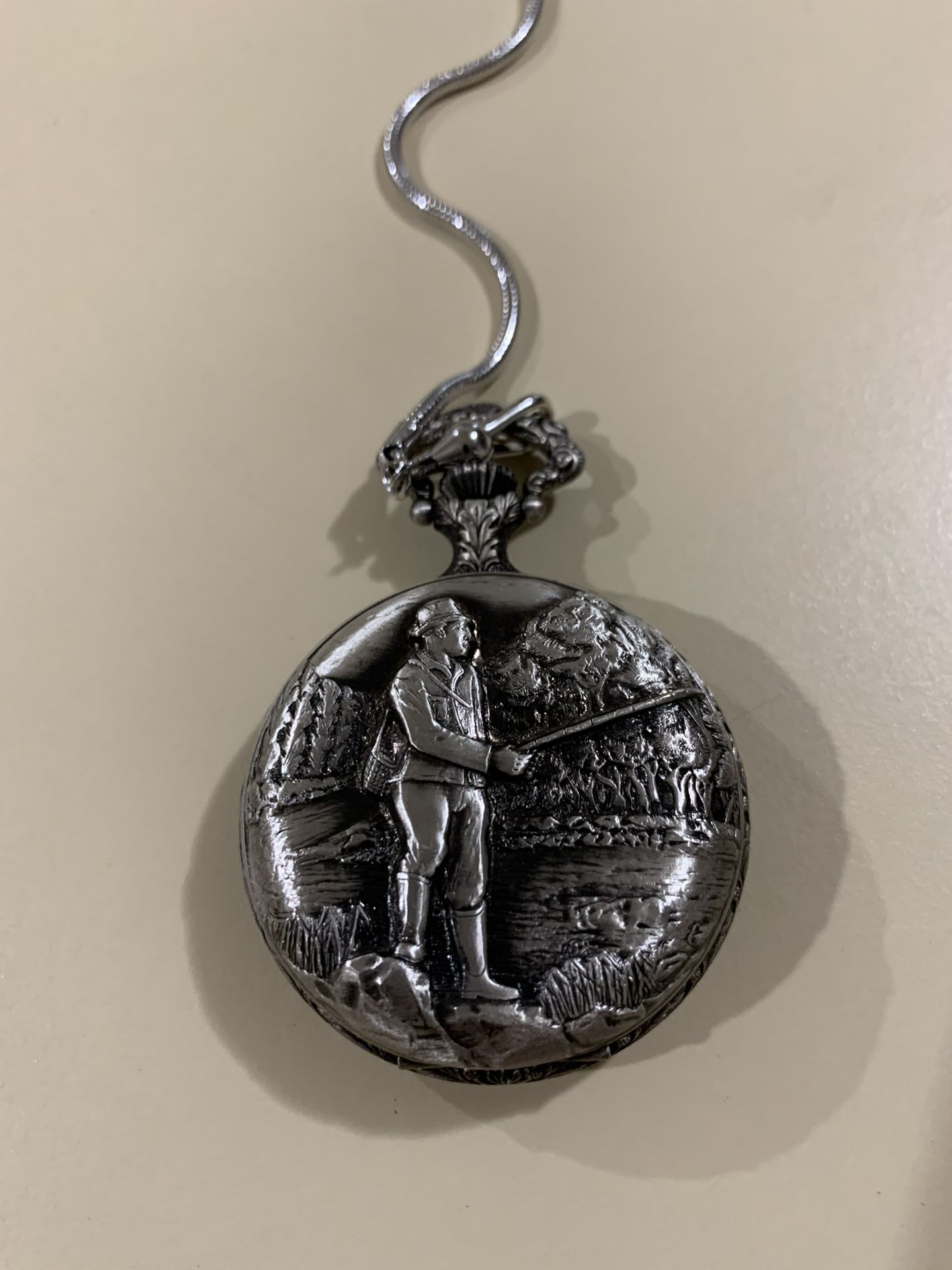 Vintage Silver Fisherman Arnex Pocket Watch 17 Jewel