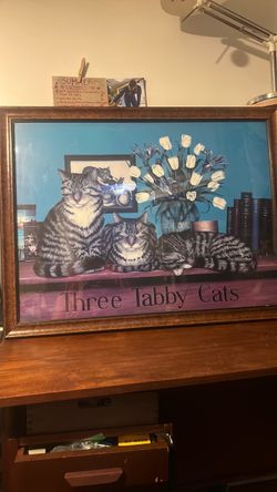 Three Tabby Cats Framed Art Print