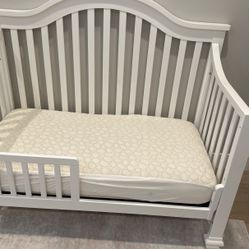 White Wood Crib Converts To Bed