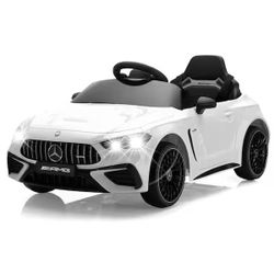 Mercedes-Benz AMG CLE53 Licensed Electric Car Kids Ride on Car with Remote Control and Music, White