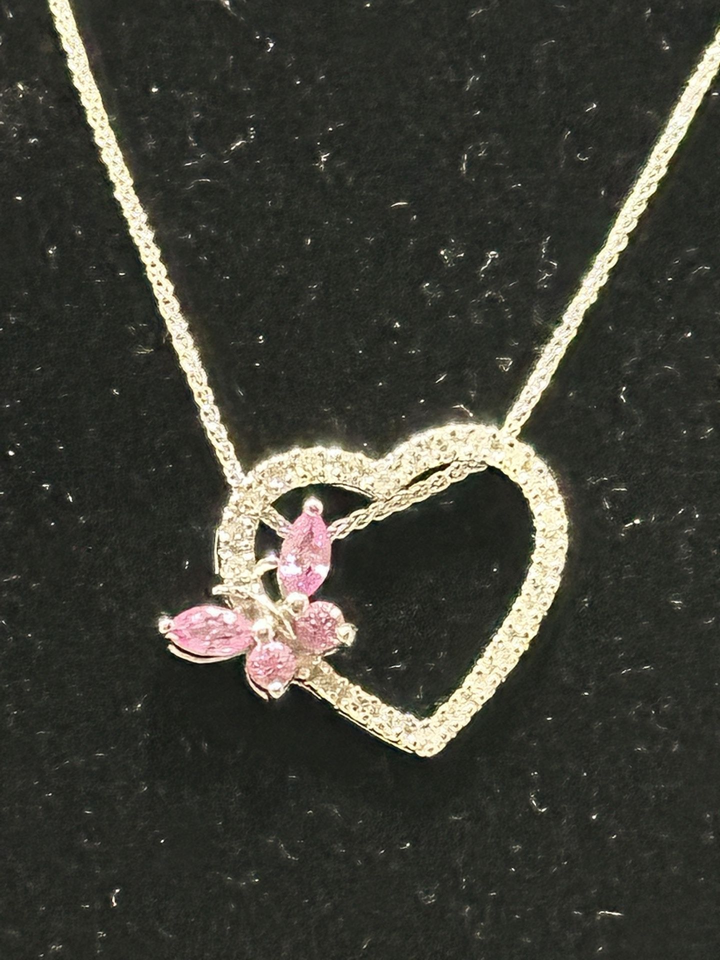 14k  Diamonds White Gold Necklace And Pendant 