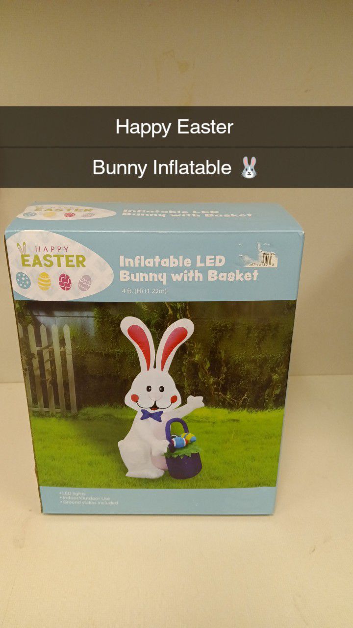 Easter Inflatable 4ft Led Bunny w Basket 