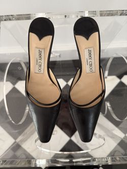 Jimmy Choo black leather kitten heel mule size 35 1/2