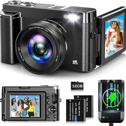 Brand New 4K Digital Camera for Photography Autofocus 48MP Vlogging Camera for YouTube with 3'' 180°Flip Screen 16X Digital Zoom 4K Video Compact Trav