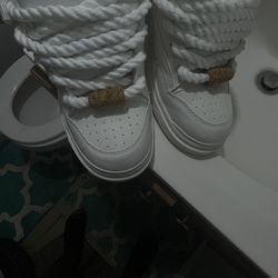 White rope lace sneakers