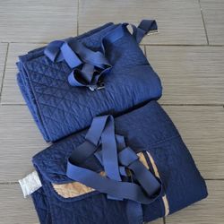 TWO NAVY BLUE COUCH COVERS