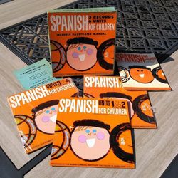 1961Vintage Old School Records, Illustration Manual, Box & Flier ~3 Records "Spanish for Children" Over 65 Years Old • Vintage Records, Antique

