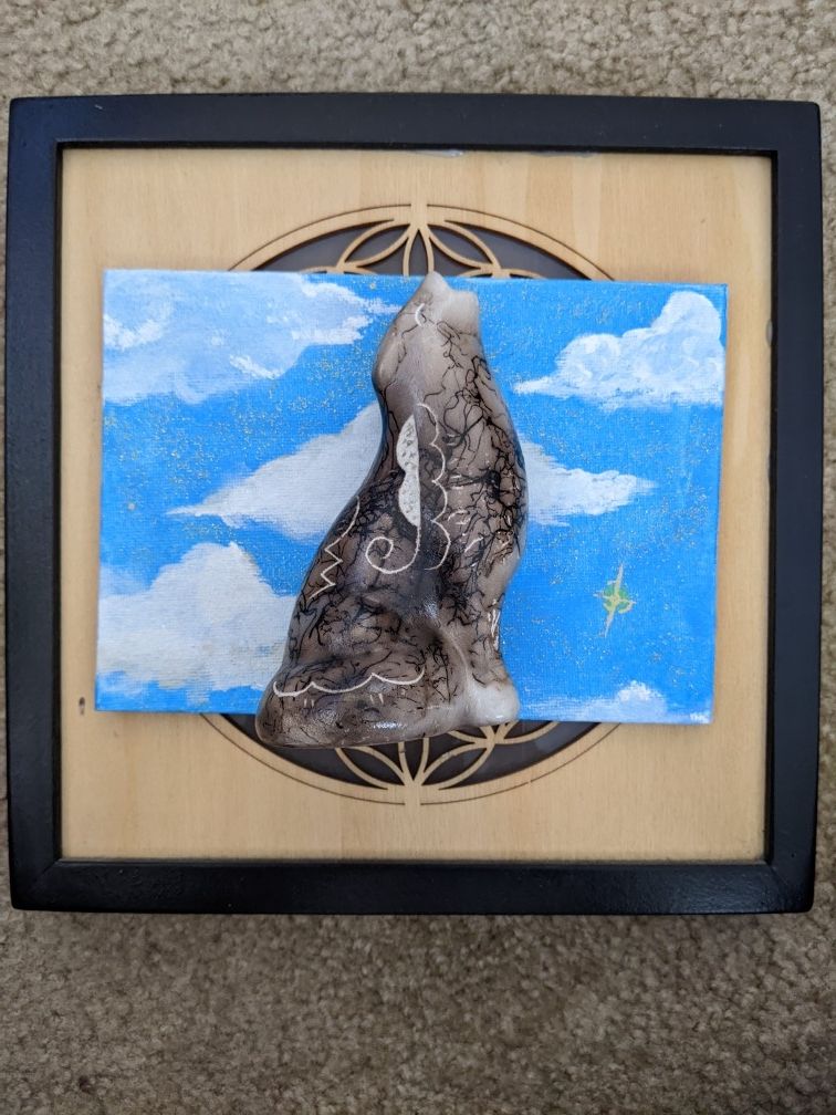 Horse Hair Pottery Wolf Howling, Witch