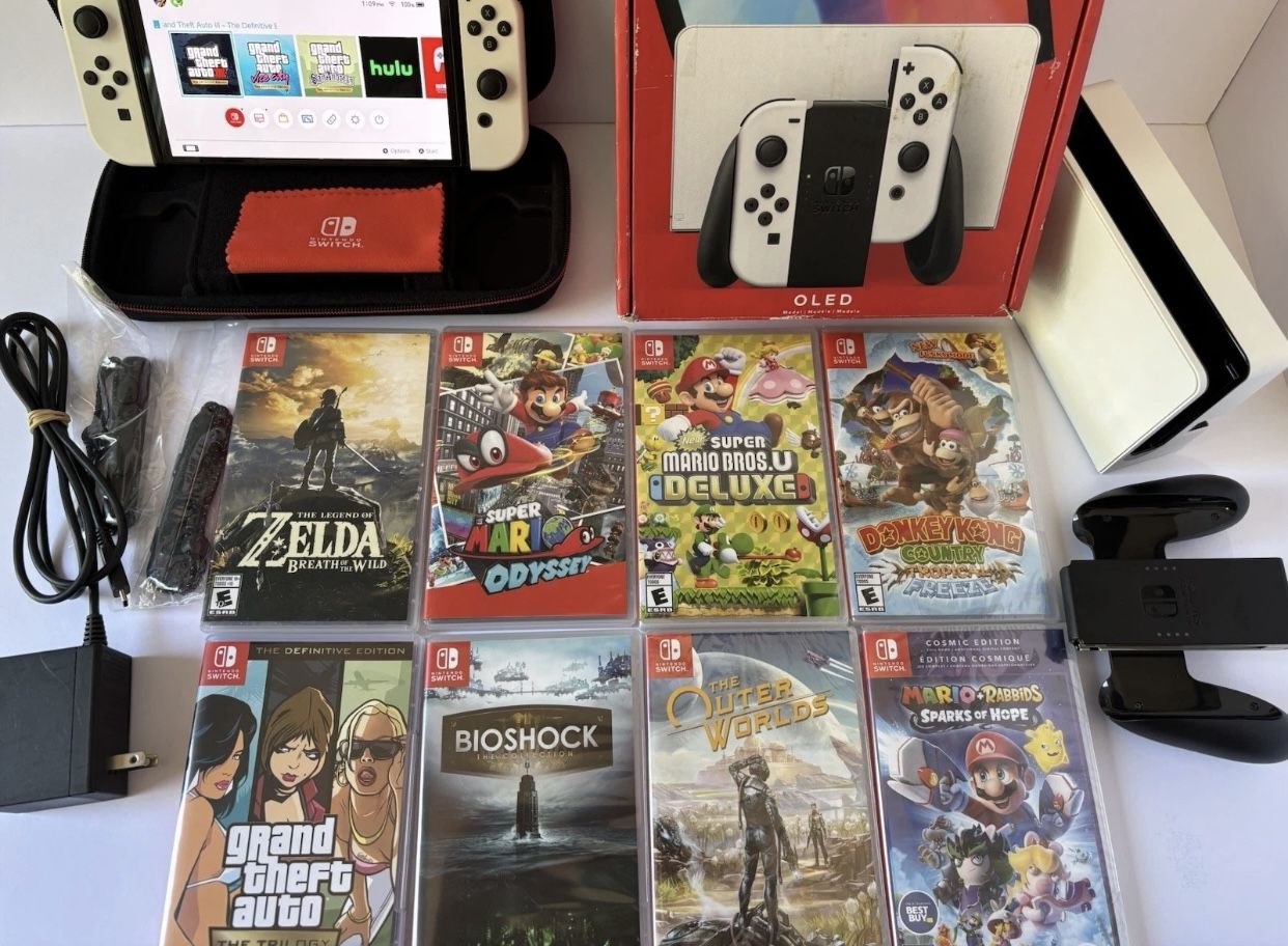 1TB SD OLED Console + NEW Games Bundle GTA Mario Deluxe Zelda…