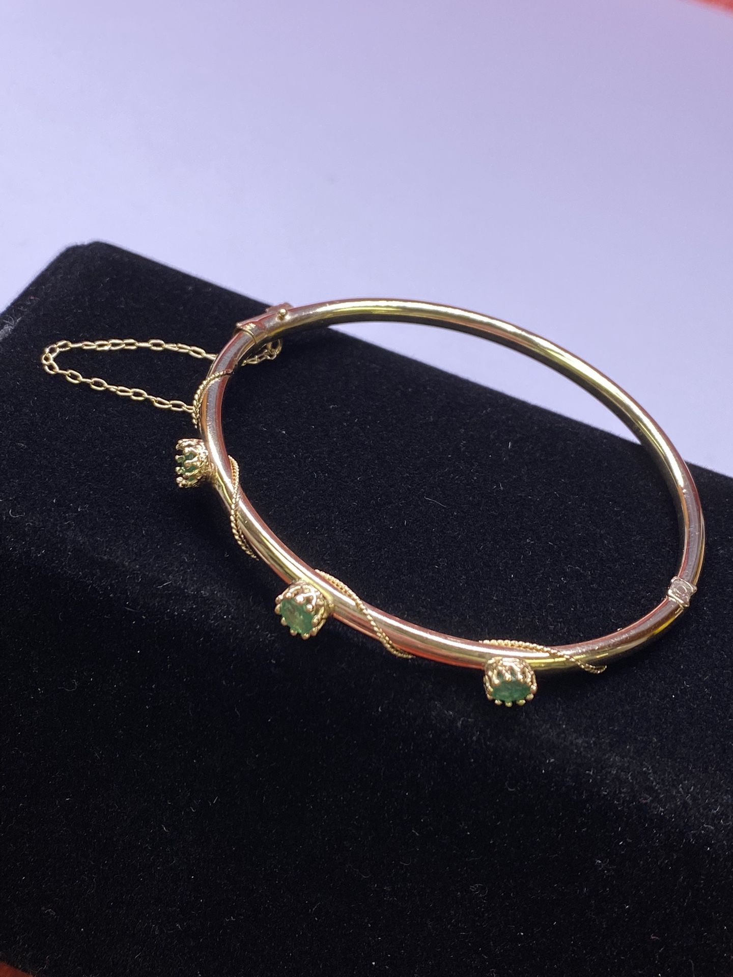 14k Emerald Bangle Bracelet