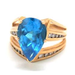 Ladies Blue Topaz/Diamond Ring