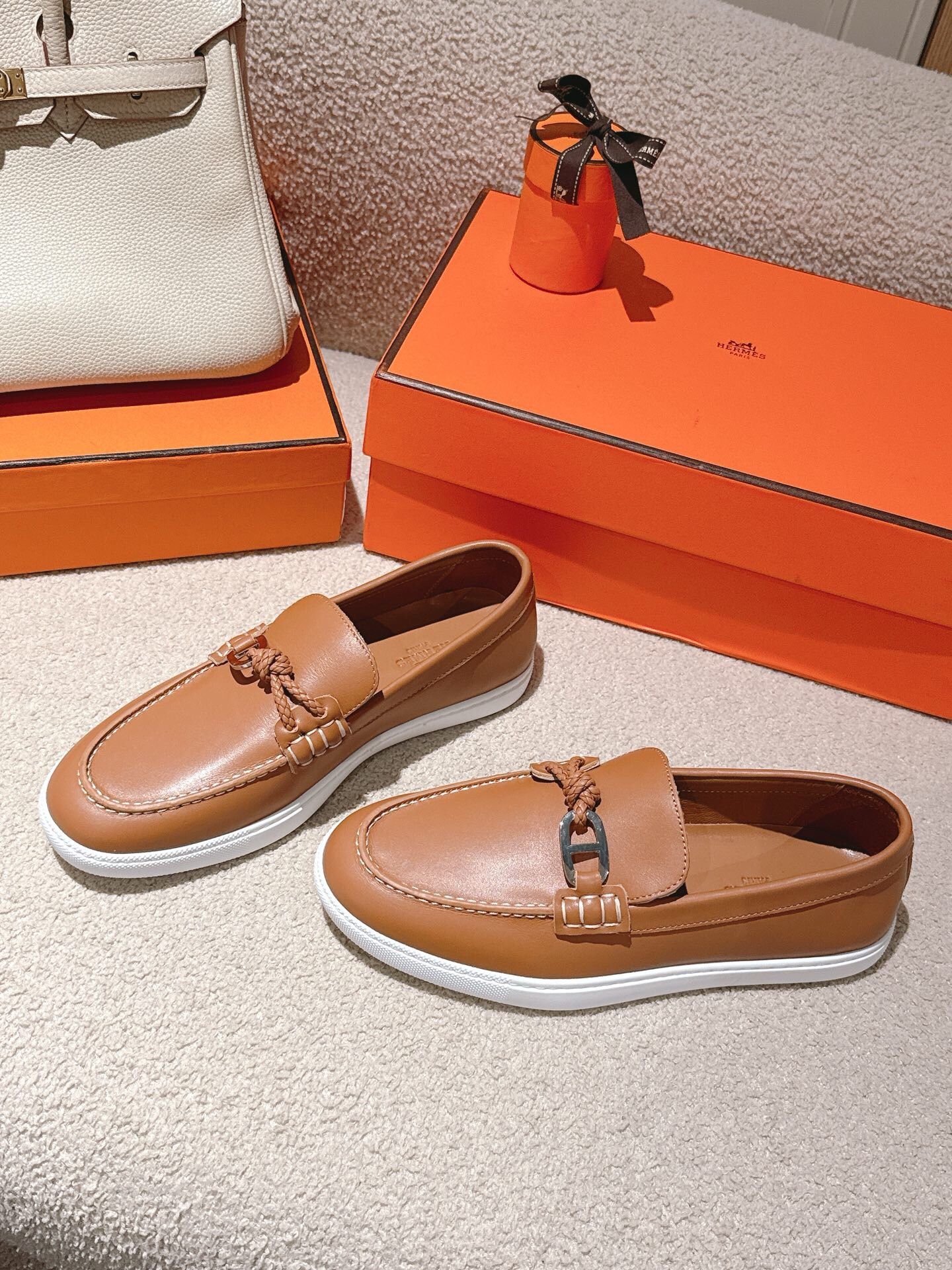 Hermes Men’s Leather Shoes With Box New