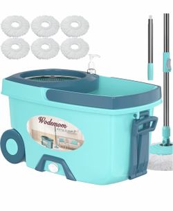 Wodemom Spin Mop and Bucket Set with 6 Mop Heads