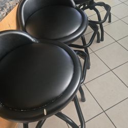 Black Adjustable Swivel Bar Stools - Set of 4