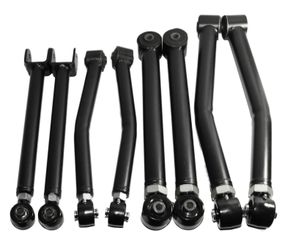 Black 8pc F+R Upper+Lower Adj. Control Arm for 2007-2018 Jeep Wrangler 4WD/2WD
