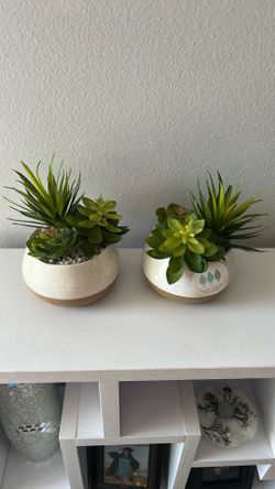 2 Three Leaves artificial succulent pots