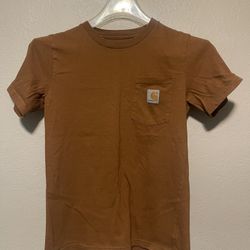 Carhartt, Youth Boys Camel Brown Loose Fit Logo Pocket T Shirt, Size M (10-12)