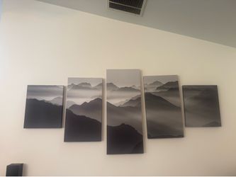 ElephantStock Black & White Mountain Wall Art – Large Multi-Panel Canvas Set