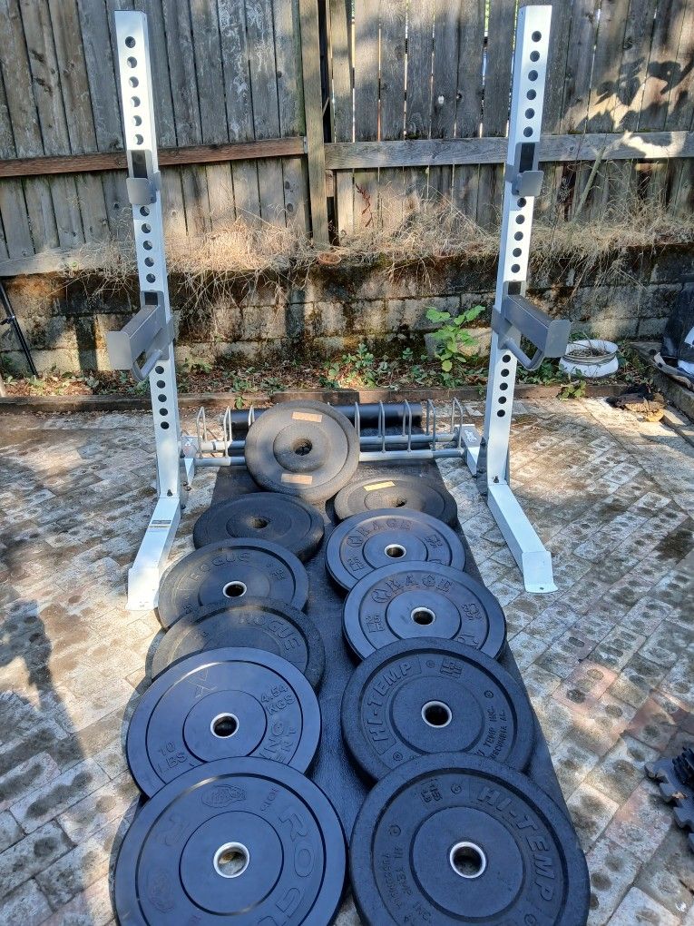 Fitness Gear PRO srl600 Rack with bumper plates.