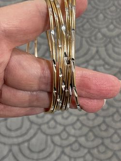 Gold Tone Diamond-Cut Bangle Bracelets Set
