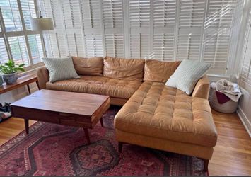Sell 5pm- Poly and Bark Leather sectional MCM