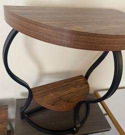 Half-Round End Table, Side Table with Tier Shelves New!