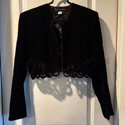 Vintage Victorian Velvet Black Bolero by Scott McClintock New Size 10