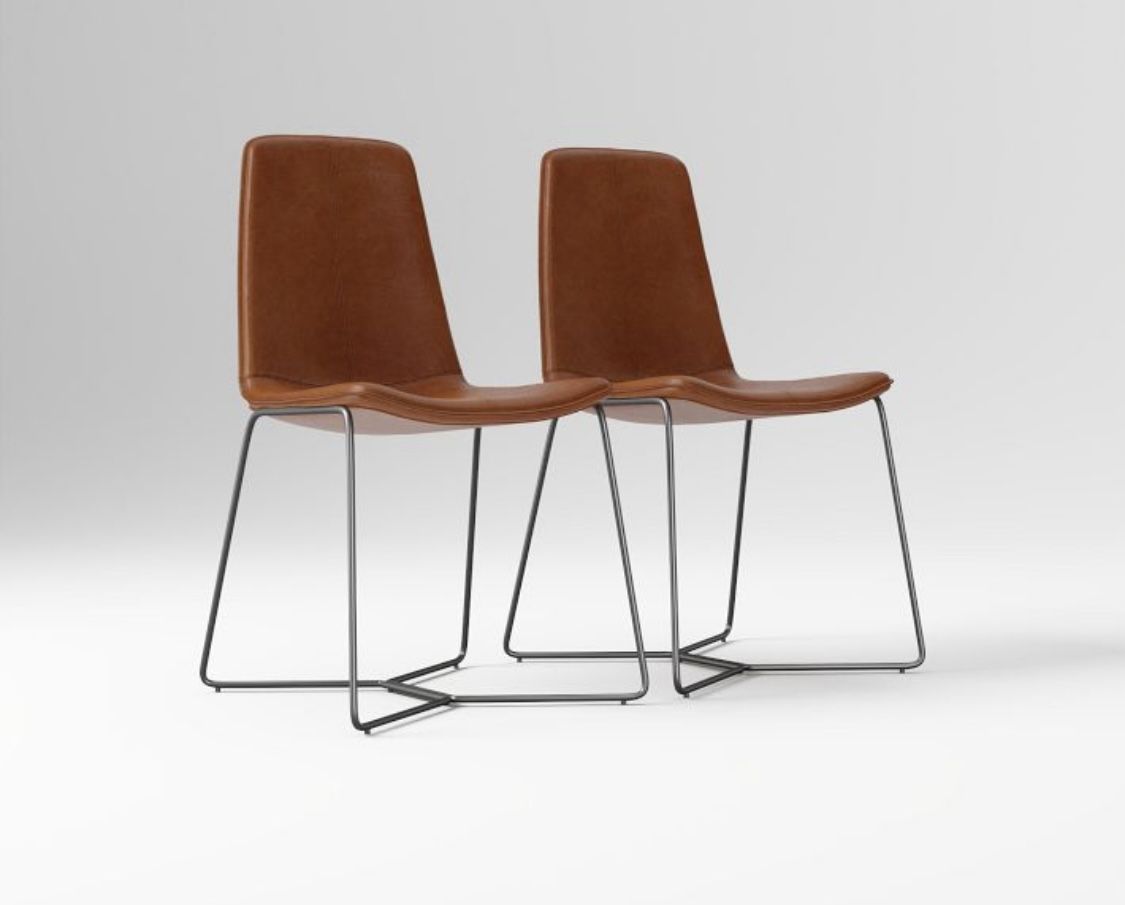 Slope Leather Dining Chair (Set of 2)