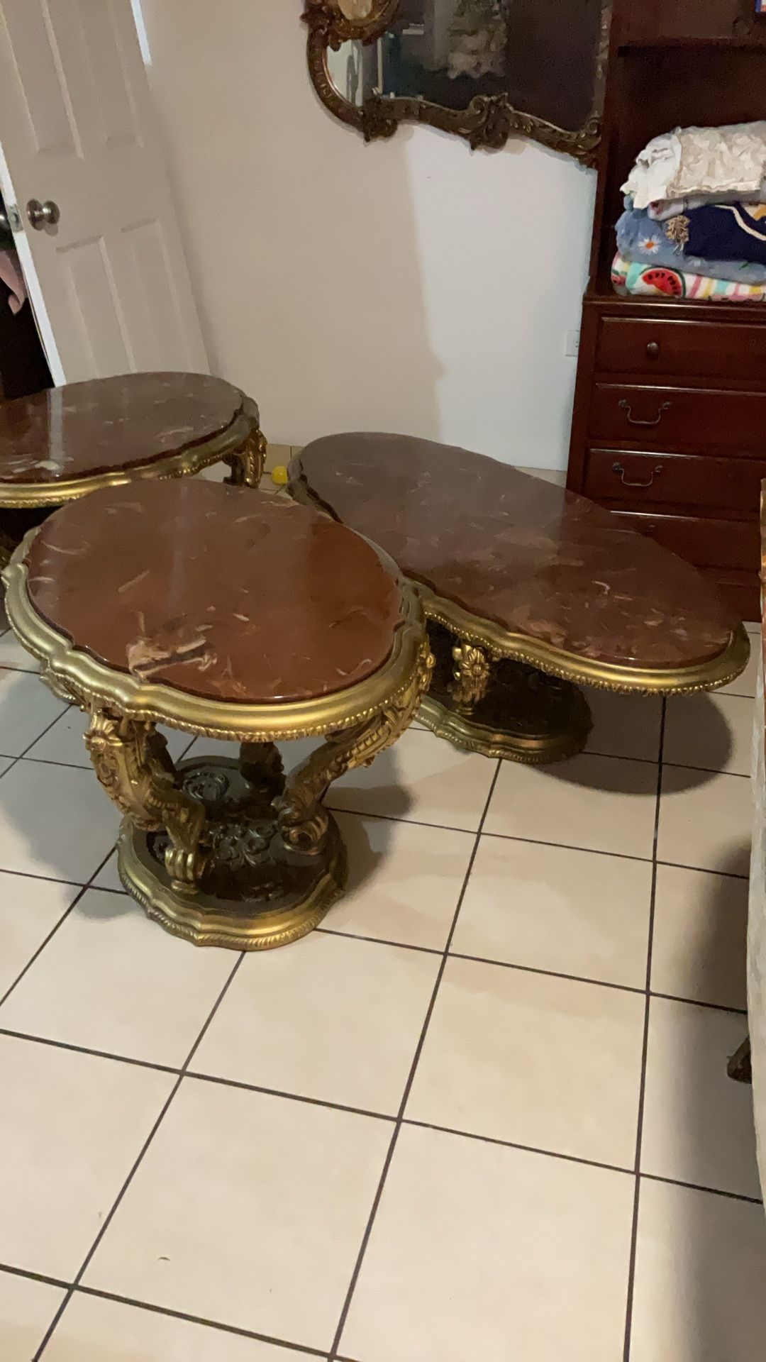 Vintage marble coffee Tables set $400