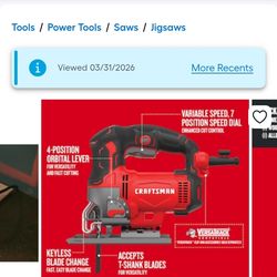 Craftsman Variable Speed Jigsaw - 5.0 amp