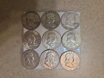 Assorted Dates Franklin Half Silver Dollars.  $25 each
