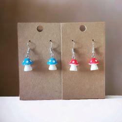 (2) Pairs Mushroom Charm Drop Earrings