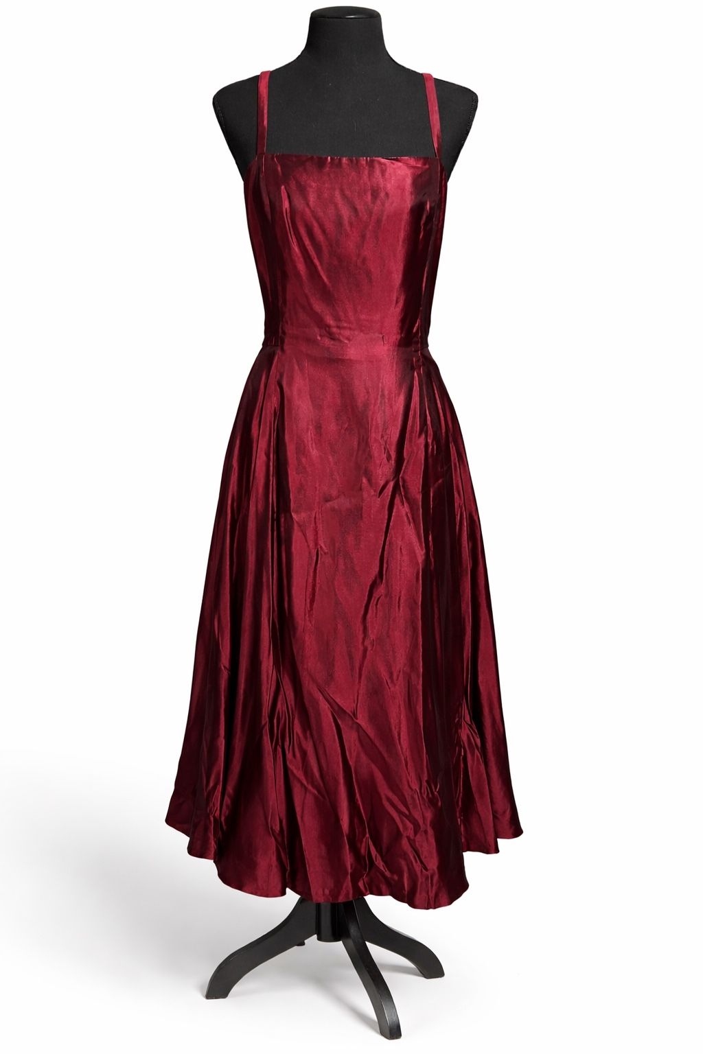 Alex Evenings Burgundy Taffeta Sleeveless Fit & Flare Midi Ball Gown