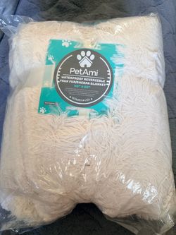 PetAmi Waterproof Reversible Faux Fur Sherpa Blanket 60x80