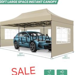 10' X 20' Pop-Up Canopy Tent Commercial Instant Shelter Outdoor Beach Camping  For Parties Gazebo With Sides & Carry Bag

