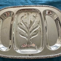Vintage 3 Part Serving Meat Silver Plated Tray