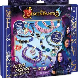 Disney Descendants 3 Fierce Fashion Jewelry Kit - DIY Bead & Charm Bracelet Making Set, Includes Supplies, Beads, Charms, Descendants Book - Create 8 