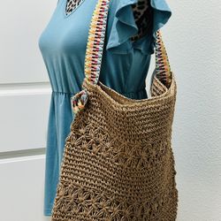 NEW Woven Boho Tote Bag [Khaki] Large Capacity Summer Beach Bag 